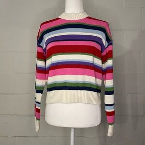 GAP Multicolor Striped Crewneck Sweater - Pink, Red, Navy, Green, Cream, Purple
